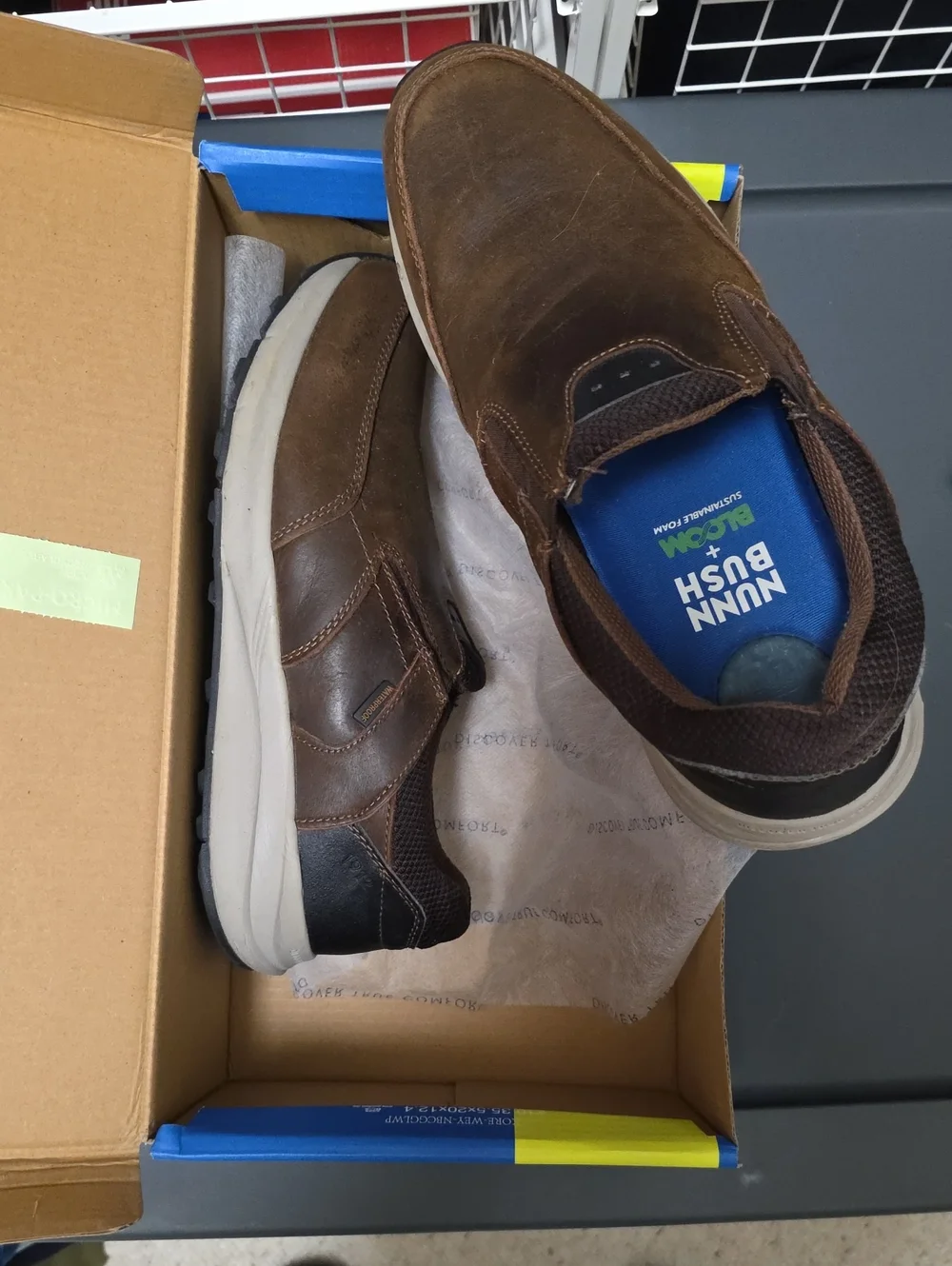 Nunn Bush Brown Leather Slip-On Casual Sneakers